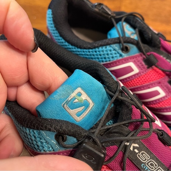 Salomon X-Scream purple blue green trail running shoes size 6.5 - Picture 10 of 12